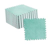 Pssopp Tapis Puzzle en Peluche Antidérapant, Carrelage Emboîtable Facile à Installer, Tapis de Sol Doux et Confortable 11,8 X 11,8 Pouces pour Chambre d'enfants (Vert Menthe)