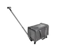 Pssopp Transporteur de Chiens Pliants, Toutes Côtés en Mesh Conception de Transporteur de Voyage pour Animaux de Compagnie sécurisé avec Roues de la Poignée de Marche Télescopique (Gray)