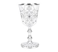 Pssopp Verre à Vin 3,74 Pouces Calice Médiéval gravé de qualité Supérieure Gobelet Décoratif en émail pour église, Mariage, Anniversaire, Fête, Gobelet en Argent Vintage, en Argent Vintage