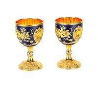 Pssopp Verres à Vin 2,76 Pouces de Hauteur Violet 2PCS Calices Gothiques en Métal, Calices Gothiques en Métal (BLUE)