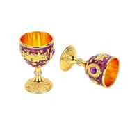 Pssopp Verres à Vin 2,76 Pouces de Hauteur Violet 2PCS Calices Gothiques en Métal, Calices Gothiques en Métal (PURPLE)