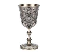 Pssopp Verres à Vin 9,5 Cm Calice à Vin gravé Floral Antique Bronze Gobelet Médiéval pour Bouddha Bénédictions de Mariage Baptême Fête Décor à la Maison Gobelet en Métal gaufré, en Métal gaufré