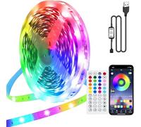 PSTAR Ruban LED 10M, USB Ruban LED RGB Contrôlé par Bluetooth APP ou Télécommande, Bande LED Auto-adhésif Synchroniser avec Musique, Décoration pour Chambre, Maison, Bar, Fête, Noël