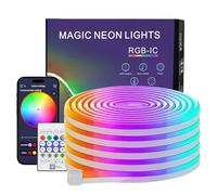 PSTAR Ruban LED Néon 5M, Bluetooth Flexible Néon en Silicone avec APP/Télécommande, Etanche IP67, Synchronisation Musicale, Décoration Extérieur/Intérieur pour Fête