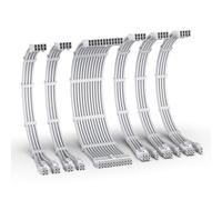 PSU Cable Extension Kit,16AWG Power Extension Cable,1x24Pin/2x4+4 EPS/3x6+2 PCI-E,Custom 300MM PC Sheath Cable with Combs-All White