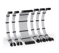 PSU Cable Extension Kit,16AWG Power Extension Cable,1x24Pin/2x4+4 EPS/3x6+2 PCI-E,Custom 300MM PC Sheath Cable with Combs-White