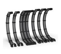 PSU Cable Extension Kit,16AWG Power Extension Cable,1x24Pin/2x4+4 EPS/3x6+2 PCI-E,Custom 300MM PC Sheath Cable with Combs-Black Gray