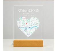 PSUNEY Cadre Personnalisé du Premier Rendez-Vous, Plaque personnalisée en Bois, Là où tout a commencé, Idéal pour Saint-Valentin Anniversaire ou Fiançailles, Cadeau Unique pour Couple Femme ou Homme