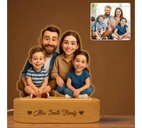 PSUNEY Cadre Photo Personnalisé Style Cartoon, Veilleuse LED avec Support Bois, Cadeau Original pour Femme Homme Couple, Anniversaire Mariage Noël Fête des Pères, Déco Moderne avec Photo