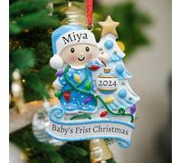 PSUNEY Ornements de Noël Personnalisés 2024 Ornement Personnalisé avec Nom Texte d'arbre de Noël Cadeaux de Décoration pour Famille 5 Styles