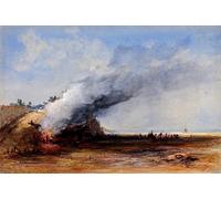 PSVDCTOO Art Reproduction Impression d'affiches Affiche Toile Incendie d'un vieux bateau par Danby Art Portrait Pour Decoración Mural 60x90cm