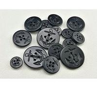 PSVOD 50pcs Bleu Marine Type Caban Caban Ancre Boutons en Plastique Noir Que Vous Choisissez la Taille (Color : Nero, Size : 15mm)