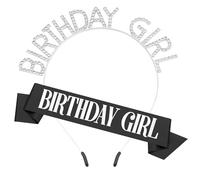 Psxuie Echarpe Anniversaire,Birthday Girl,Diademe Femme,Couronne Anniversaire,Birthday Girl Sash & Tiara Set,Écharpe Anniversaire,Bandeaux D'Anniversaire,Diademe,Couronne,Couronne Princesse