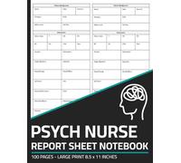 Psych Nurse Report Sheet Notebook: Psychiatric Mental Health Nursing Report Sheets | 100 Pages (2 Patients Per Page)