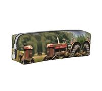 Psych Trousse à crayons en cuir avec fermeture éclair et citations ananas en trois dimensions avec grande capacité, durable, pratique, portable, Old Tractor Photoes Farm, Taille unique