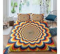 Psychedelic Housse de Couette Microfibre Hypoallergique 3 Pièces 3D Effet Douce Vibrant optical illusion Linge de Lit avec Fermeture Éclair Résistante for Enfants Garçons Ado Double（200x200cm）