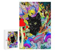 Psychedelic Mushroom Cat Art Print-3 Puzzle 1000 Pièces Educa Jouet en Bois Cadeau Unique Décoration Intérieure Jeu Éducatif Challenge Toy Adultes Et Enfants À Partir De 14 Ans 1000 PCS
