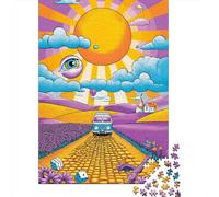 Psychedelic Road Trip Poster Puzzle 1000 Pièces Educa Jouet en Bois Jeu D'Intelligence Décoration Intérieure Jeu Éducatif Challenge Toy Adultes & Enfants des 14 Ans 52x38cm/1000pcs