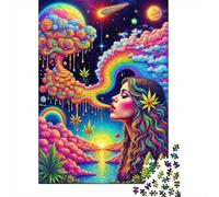 Psychédélique Femme rêve Puzzle Adulte 1000 Pièces Jeu Défi Stimulant Difficile Qualité Supérieure Classique Cadeau 52x38cm/1000pcs