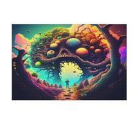 psychédélique Monster Puzzles Adulte 1000 Pieces Cadeau Famille Puzzle Classique 3D Puzzle EnfantsJouet en Bois Cadeau Unique Décoration Intérieure （75×50cm）