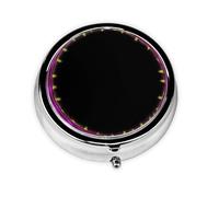 Psychédélique Neon Mini pilulier rond, peut être mis dans un portefeuille, une poche, léger et pratique, 3 compartiments, pilulier portable,