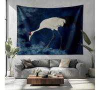 Psychédélique Tapisserie Murale Grande 150x100cm, Grue Blanche Tenture Art Murale Tapisserie Bleu Tissu Suspendue pour Décoration Maison Chambre Salon