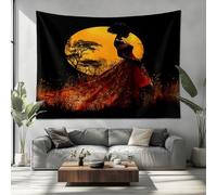 Psychédélique Tapisserie Murale Grande 150x100cm, Silhouette de Peuple Africain Tenture Art Murale Tapisserie Soleil D'Or Tissu Suspendue pour Décoration Maison Chambre Salon