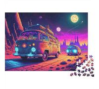 Psychédélique Van Road Trip 1000 Pièce Carton Robuste Puzzle Classique pour Adultes Enfants Impossible Difficile Défiant Décompression Et Décoration Murale Idée Cadeau 52x38cm/1000pcs