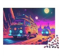 Psychédélique Van Road Trip 1000 Pièces Carton Épais Jeu De Puzzle Senior Jigsaw Enthusiastes Décompression Concentration Décoration Murale 38x26cm/1000pcs