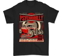 Psychobilly Custom Hot Rod T-shirt pour homme 100 % coton, Noir , 4XL
