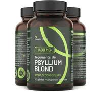Psyllium Blond Avec Probiotiques 1400 Mg - Téguments Purs À 99% - 60 Gélules - Fibres Alimentaires Avec Psyllium Husk & Complexe.