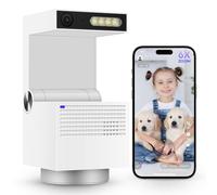 Psync Genie S Caméra de sécurité intérieure 5 MP, caméra WiFi panoramique inclinable pour moniteur bébé/animal domestique avec application téléphone, suivi automatique, détection de personne/animal de