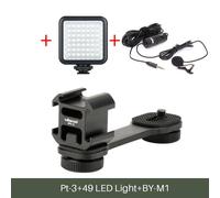 PT-03 w LED BY-M1 - Ulanzi PT-3 accessoires de cardan Triple supports de chaussures froides plaque Microphone Led lumière vidéo support d'extension support de Microphone