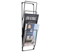 pt, CR120BK Porte-revues mural 4 compartiments Métal Noir H60 x 8 x 19 cm