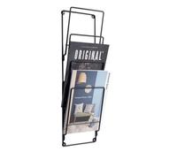 pt, CR120BK Porte-revues mural 4 compartiments Métal Noir H60 x 8 x 19 cm