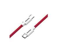 Celly, Câble USB-C vers USB-C avec connecteur réversible pour charge rapide, longueur 1,5 m, connecteurs en PVC et revêtement en nylon anti-pliage, chargement et transfert de données rapides, rouge