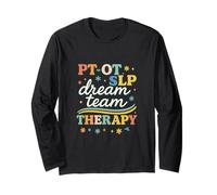 PT OT SLP Dream Team Therapy Retro Lettering Manche Longue