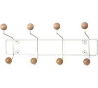 Pt, PT2454 Porte-manteaux mural Saturnus Métal blanc Boules bois beige H15 x 34,5 x 10 cm