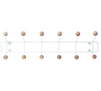 Pt, PT2456 Porte-manteaux mural Saturnus XL Métal blanc Boules bois beige H15 x 53,5 x 10 cm