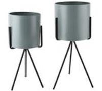 Pt' - Set de 2 supports à plantes ronds Pedestal XL vert G