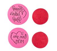 PTaizjjz Lot de 2 emporte-pièces 3D pour la fête des mères « Happy Mother's Day » et « I Love You Mom » pour la pâtisserie et la décoration