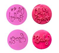 PTaizjjz Lot de 2 emporte-pièces ronds en acrylique pour biscuits de bébé, motif 3D Oh Baby pour pâtisserie et décoration