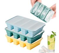 PTaizjjz Lot de 3 mini bacs à glaçons en silicone avec couvercle amovible anti-déversement, moules à glaçons faciles à démouler pour whisky, cocktails, jus