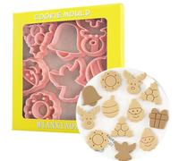 PTaizjjz Lot de mini emporte-pièces de Noël, 8 emporte-pièces en plastique pour biscuits de Noël, arbre, flocon de neige, Père Noël, renne, boîte cadeau, ange, cloche, lanterne