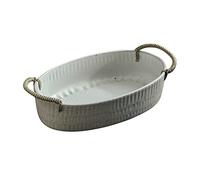 PTATT Corbeille à fruits vintage en céramique pour comptoir de cuisine - Support de rangement pour comptoir - Support de panier à fruits de cuisine avec poignée - Blanc