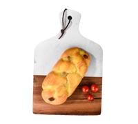 PTATT Planche à découper rectangulaire avec marbre et bois, 21,6 x 33 cm, planche à découper avec poignée, planche de service pour steak de fruits, planche à découper pour pain comme plateau de