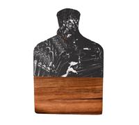 PTATT Planche à découper rectangulaire avec marbre et bois, 21,6 x 33 cm, planche à découper avec poignée, planche de service pour steak de fruits, planche à découper pour pain comme plateau de