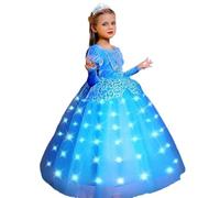 PTAYLTZX Light Up Prinzessin Kleid Mädchen Kleinkind Blau Prinzessin Kostüm Kinder Halloween Cosplay Prinzessin Kleid