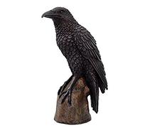 PTC Statue de Corbeau Noir sur souche en résine coulée à Froid