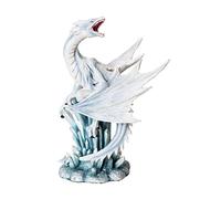 PTC Statue mythologique Dragon blanc sur cristal 26,7 cm